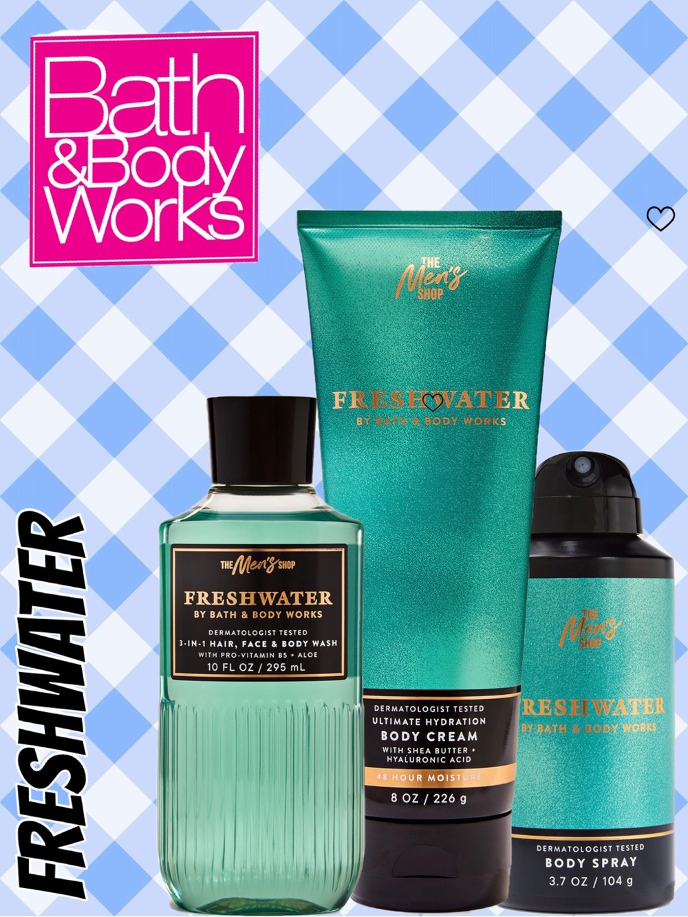 BATH & BODY Works - MENS 3pc FRESHWATER